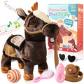 Marsjoy Black Walking Pony Toy Musical Singing Dancing Plush Interactive Walk Along Toy Horse with Leash Pony Robot Stuffed Animal for Boy Girl Ages 3+ H: 11.81" Age 3+ - color: Black Pony