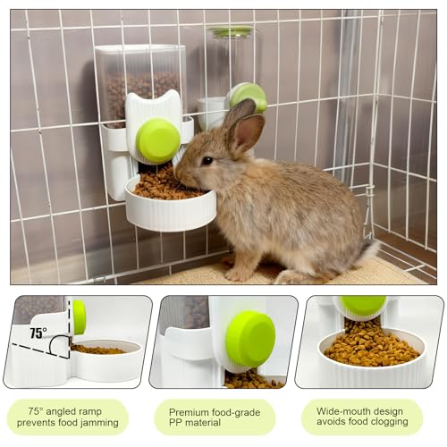 Rabbit Gravity Feeder Waterer Set Automatic Guinea Pig Food Water Dispenser Food Water Bowl Feeding Station for Puppy Kitten Guinea Pigs Chinchilla Hedgehog Small Animals (Green) - color: Green