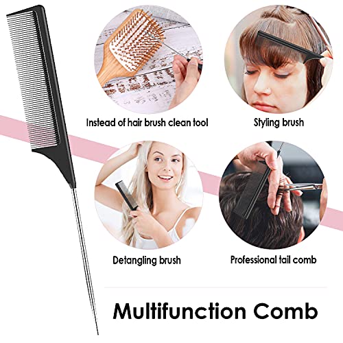 Sofmild Bamboo Hair Brush with Tail Comb, Pink Cushion Paddle Brush | Natural Wooden Hairbrush for Women Men Kids, 2 in 1 Comb Brush for Thick Curly Long Hair,Detangler Brush for Hair Growth - color: Rose