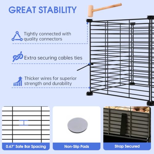 Guinea Pig Cages Small Animal Playpen with Waterproof PVC Liner | Washable PVC Liner & Storage Space for Guinea Pigs, Hamsters, Hedgehogs & Ferrets, Indoor Pet Enclosure Wire Yard Playpen