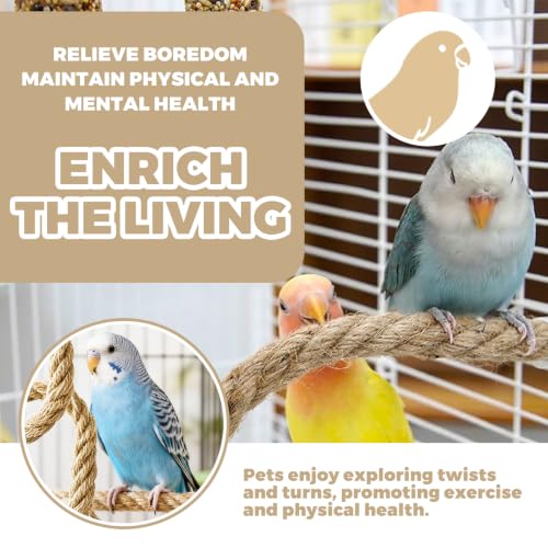 Bird Rope Perches Jute Rope,Bendable Parrot Bird Perch Rope Stand for Cage,Stand Climbing Stand Toy for Cockatiels, Lovebirds, Budgies,Parakeets(59") - color: Brown