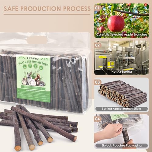 Bissap Apple Sticks for Rabbits, Natural Bunny Chew Toys and Treats for Chinchilla Guinea Pig Hamster Gerbil Small Animals Pet Apple Wood Stick Toys Teeth Grinding (940g/2lb) - size: 940g/2lb