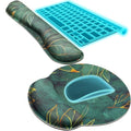KTRIO Keyboard Wrist Rest & Mouse Pad with Wrist Rest, Green Leaves | Memory Foam Wrist Support, Ergonomic Design, Non-Slip Base, Office and Home Use - color: Green Leaves