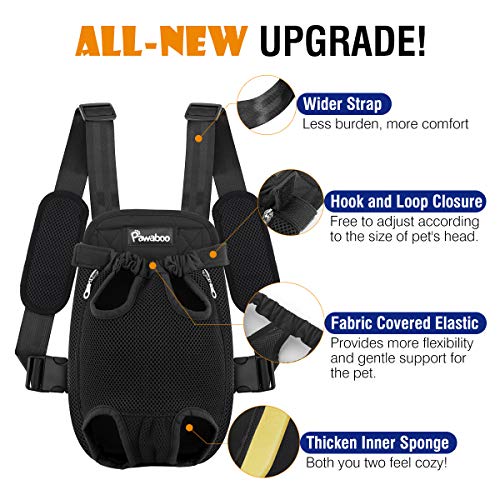 Pawaboo Pet Front Carrier Backpack for Small Medium Dogs | Legs Out Easy-fit,Adjustable Straps,Hands-Free,Soft Padded Support for Travel Hiking Cycling Camping,2.5-5Lbs,Black,S - color: A-Black, style: Small (Pack of 1)