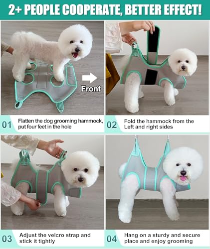 Kkiimatt Dog Grooming Hammock Harness, Small Dog Groming Sling, Gray Dog Hanging Harness for Nail Trimming,Dog Nail Clipping Hanger Restraint Holder - size: S (30 LB Max) Silver Grey 6-13in