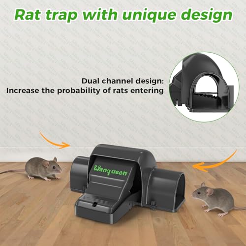 2PCS Reusable Rat & Chipmunk Mouse Traps, Snap Rat Traps for Humane Capture | Auto Clicking Mechanism, Safe Set Up Operation, Waterproof ABS