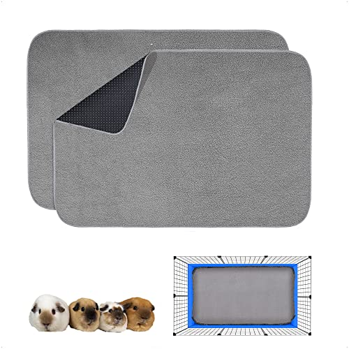 Guinea Pig Bedding, Cage Liners, Washable, Reusable & Leakproof | Premium Fleece Material, Instant Absorbent, Anti-Slip Bottom, Ideal Pee Pads for Small Animals. C&C 2x3 Area, 2 Pack, Gray - size: C&C 2x3 (2 Pack)