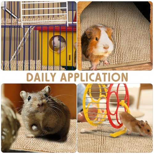 4 Pcs Guinea Pig Cage Liner 16 x 24 Inch Washable Chenille Pee Pads Pet Dog Cat Bedding Training Mat Reusable for Small Animals Puppy Bunny Hamster Chinchilla - color: Beige, size: 16 x 24 Inch, style: Low Pile Chenille