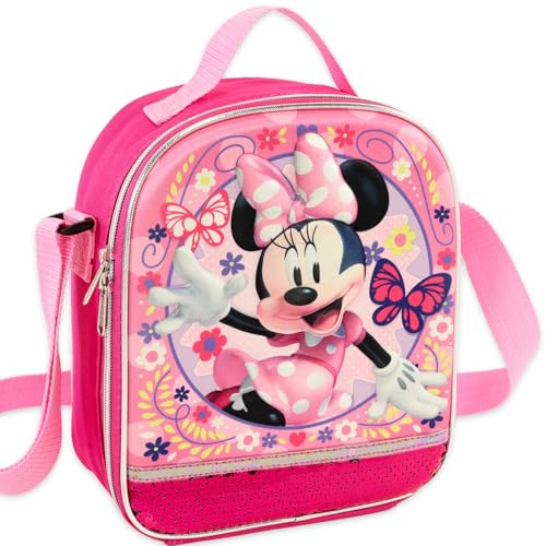 Minnie Mouse Lunch Bag for Girls Bundle w/Insulated Lunchbox + More | Soft Minnie Lunch Box Plus Water Bottle, Stickers, More - Minnie Mouse School Supplies