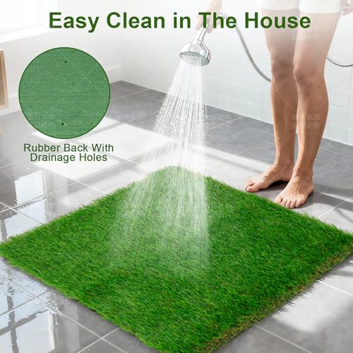 THREE ORANGES Dog Grass Pee Pads, 2 Pack 18 x 23 Inch Artificial Grass Replacement Mats for Dog Potty Trays, Soft 1.38 Inch Washable Turf with Drainage Holes, Indoor Outdoor - size: 2pack |18in*23in