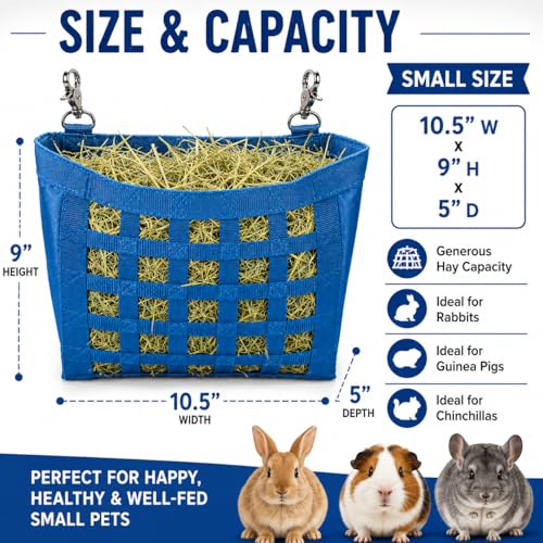 Rabbit & Guinea Pig Hay Bag Feeder with Super Tough Bottom® Design | Small 10.5" x 9" x 5" Hay Feeder | Organized Feeding | Made in USA Design (Purple, Small 10.5" x 9" x 5") - color: Purple