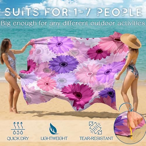 BYDOLL Beach Blanket Waterproof Sandproof,78''X81''/78''X110'' Large Sand Free Oversized Lightweight Sand Resistant Blanket, Picnic Mat for Beach Travel Camping Hiking Essentials - color: Daisy, size: 78''X110"