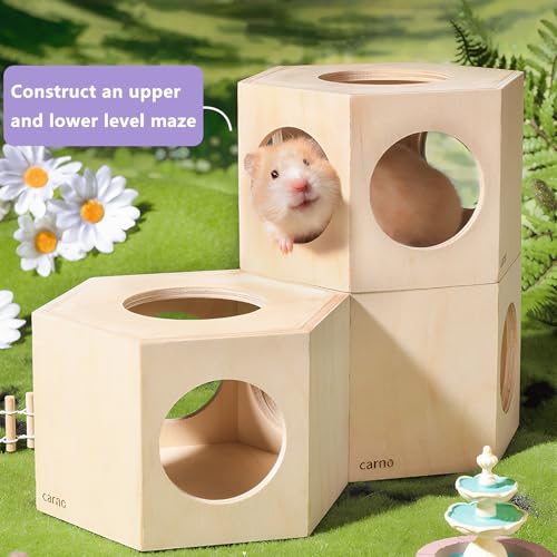 Dwarf Hamster Hideout – Versatile Wooden House for Small Animals, Gecko, Lizard & Rat Hideout, Smoothly Polished, Ideal for Bedroom or Granary