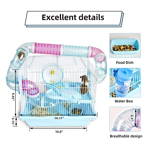 Hamster Cages and Habitats, A Wire Rat Cage with a Large Space for Dwarf Hamsters, Guinea Pig, Gerbils, Mouse or Other Small Animal Cage. - color: Blue