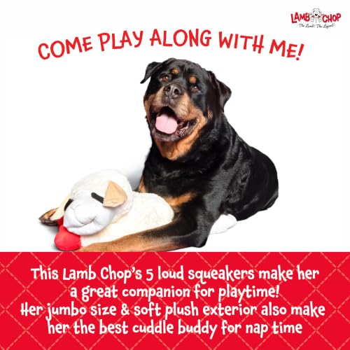 Multipet Lamb Chop Dog Plush Toy - Squeaky Toy for All Dogs - Extra Soft Plush - Stuffed Animal for Cuddling & Playing - Jumbo (24", Cream) - size: 24" Jumbo, style: White