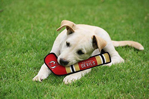 Pets First NHL New Jersey Devils Stick Toy for Dogs & Cats. Play Hockey with Your Pet with This Licensed Dog Tough Toy Reward! 16 inches long - color: New Jersey Devils, style: NHL Dog Tug Toy