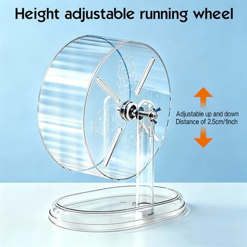 Hamster Wheel,Super Silent Hamster Exercise Wheels,Silent Wheel,Hamster Wheels,Adjustable Stand Hamsters Exercise Wheels,Quiet Rat Wheel (Transparent, Ф7 inch) - size: Ф7 inch
