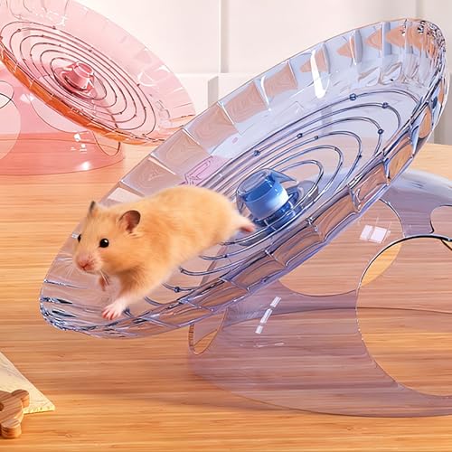 Hamster Wheel, 7 Inch Silent Exercise Running Wheel with Escape Holes, Quiet Spinner Toy for Guinea Pigs, Sugar Gliders, Gerbils (Blue) - color: blue