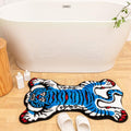 Tibetan Tiger Rug, Blue Tiger Bath Mat Fun Animal Bathroom Rug | 24 x 40 In, Soft Plush Pile, Non-Slip Backing, Washable, Irregular Shape, Bedroom and Living Room Floor Accent - color: Blue