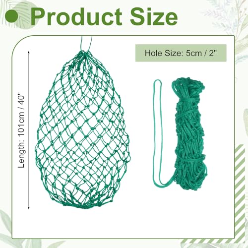 Slow Feeder Hay Net, 40" Length 2" Holes Strong Load-Bearing, Nylon Slow Feed Bag Hay Feeder, (Cyan, 1 Pcs), Intended for Horses/Goats/Trailer/Stall - color: Cyan