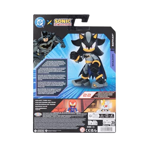 DC X Sonic Collectable Action Figures Shadow as Batman, Tails as Cyborg, Knuckles as Superman Featuring Highly Articulation Figures with Dynamic Posing - style: 5" Sonic X DC 3-Pack