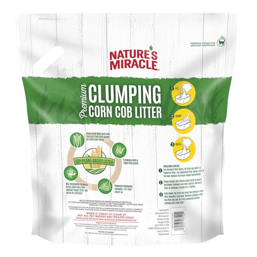 Nature's Miracle Premium Clumping Corn Cob Litter, Tough Odor Bio-Enzymatic Formula, Dust Free, 18lb (2 pack) - size: 36 lb