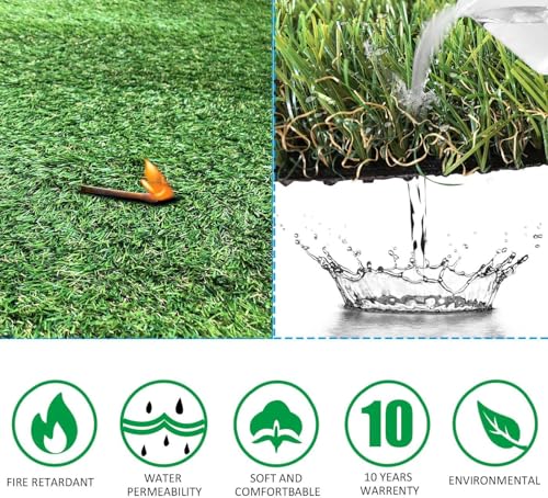 Petgrow Artificial Realistic & Thick Fake Mat for Outdoor Garden Landscape Pet Pad Dog Synthetic Grass Rug Turf (10FTX10FT(100 Square FT) - size: 10 FT x 10 FT (100 Square FT)