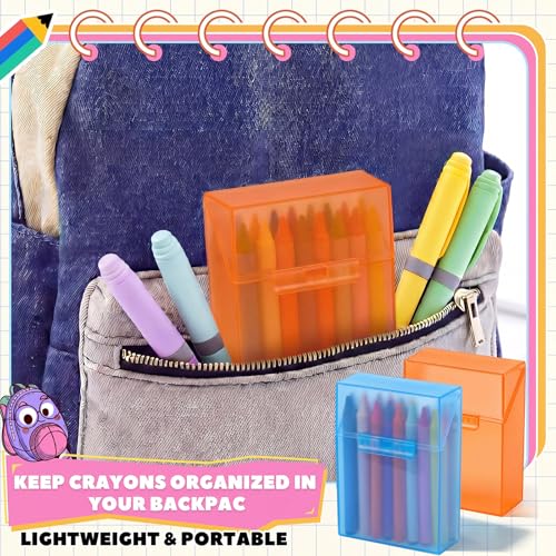 Clabby 4 Pcs Clear Plastic Crayon Boxes Hold 24 Count, Blue,Orange - color: Blue,Orange