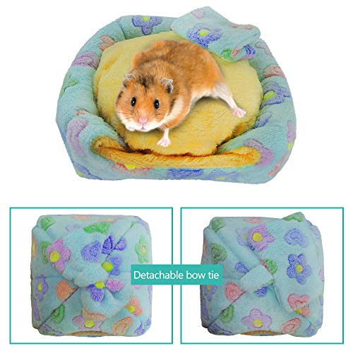 HOMEYA Small Animal Pet Bed, Sleeping House Habitat Nest for Guinea Pig Hamster Hedgehog Rat Chinchilla Hideout Bedding Snuggle Sack Cuddle Cup Cage Accessories with Removable Washable Mat(Blue) - color: Blue