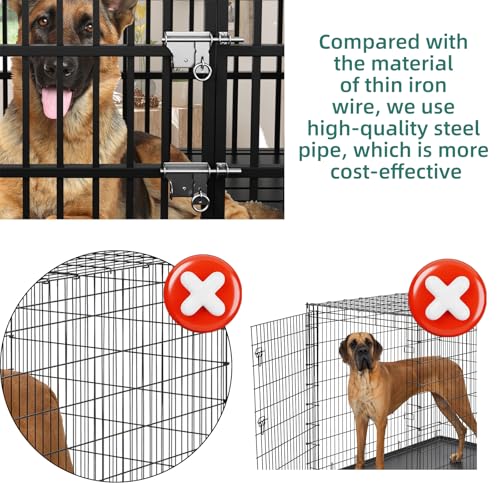 54 Dog Crate with Mat, Large Dog Crat for for Large Dogs, Heavy Duty Dog Kennel Indoor with Roof Top, XL,XXL Dog Cage forTwo Dogs - size: 54''