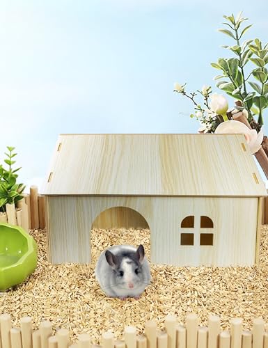 Guinea Pig Chinchilla Hideouts Cages Toys Accessories Wooden House and Habitats Hides Nature Huts for Hamster Squirrel Rat and Other Small Animals etc.