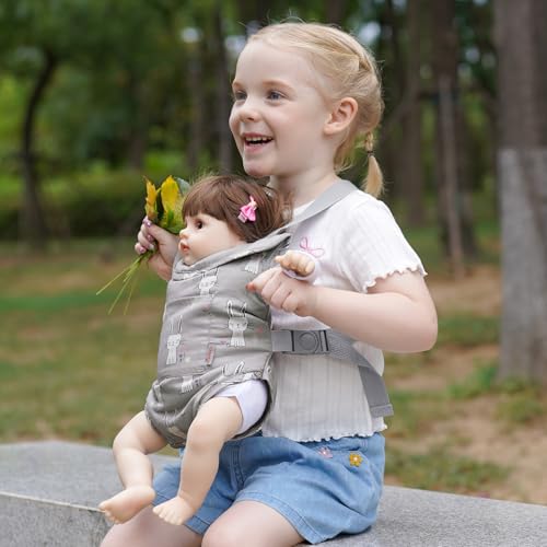 GAGAKU Baby Doll Carrier for Little Girls, Reborn Doll Accessories for Toddlers 3+, Kids Toy Baby Dolls Sling Carrier - Gray - Rabbit - color: 2_gray_rabbit