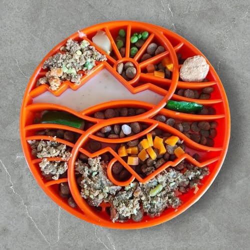 SodaPup Yin Yang eTray – Durable Enrichment Feeder Made in USA from Non-Toxic, Pet-Safe, Food Safe Material for Mental Stimulation, Calming, Slowing Down Eating, Healthy Digestion, & More - color: Burnt Orange Yin Yang eTray