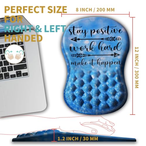 Hokafenle Ergonomic Mouse Pad Wrist Support with Massage Design, Wrist Rest Pain Relief Mousepad with Memory Foam&Non-Slip PU Base, Mouse Pads for Wireless Mouse & Desk (12x8 inch,Stay Positive) - color: HK034-Stay Positive