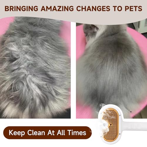 Pet Steam Brush for Dog & Cat Includes Waterless 2*Shampoo | Spray Hair Removal Comb for Shedding Grooming Softens Fur Reduces Static Water Brush for Long & Short Coats, Bath-Hating Pets - size: 7.8"-240ML