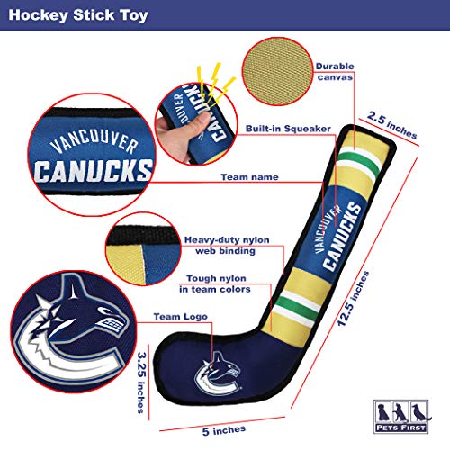 Pets First NHL Vancouver Canucks Stick Toy for Dogs & Cats. Play Hockey with Your Pet with This Licensed Dog Tough Toy Reward! - color: Vancouver Canucks, style: NHL Dog Tug Toy