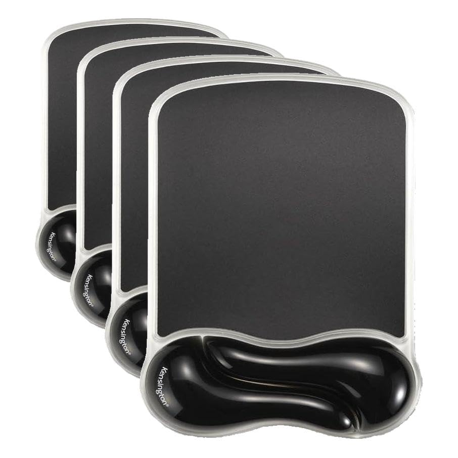Kensington Duo Gel Wave Mouse Pad & Wrist Rest (K62413WW) Black 9.6L x 7.6W inches (Pack of 4) - color: Black, size: 9.6L x 7.6W inches (Pack of 4), style: Mouse Pad