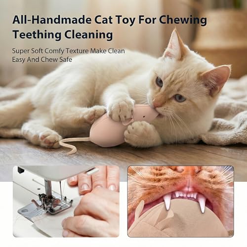 Big Mouse Cat Toys with Catnip, 6 Pcs Large 5inch Size Mice for Indoor Cats | Handcrafted, Catnip & Silvervine Blend,Interactive Play,Adult Cats and Kittens, Encourages Cuddling, Chasing, Kicking - size: Large