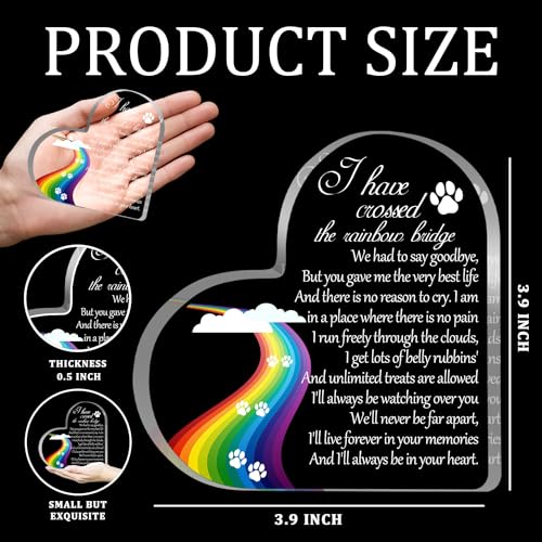 Pet Memorial Gifts, Sympathy Gift for Loss of Dog Cat, Pet Memorial Acrylic Rainbow Bridge Decorations Condolences Gifts for Pet Loss Remembrance Keepsake - color: Rainbow bridge