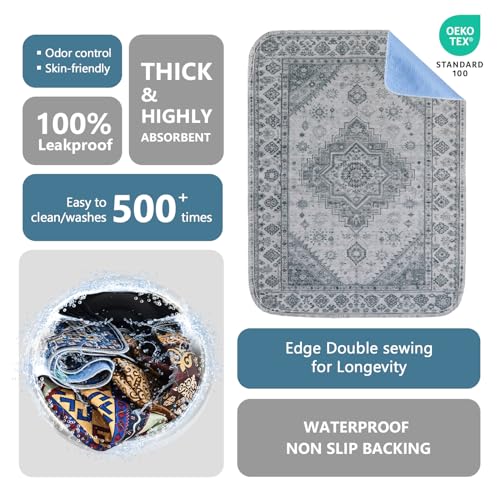 Washable Pee Pads, Super Absorbent Puppy Pads, 2 Pack 18"x24" | Reusable Dog Training Pads, Leakproof With Waterproof Non-Slip Backing For Crates, Floors, Indoor Potty & Furniture - color: Gray Medallion, size: 18"*24"(Pack of 2)
