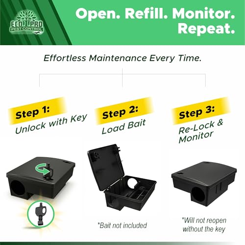 Mouse Bait Station 2 Pack Medium Size, Tamper Resistant Lockable Bait Boxes Indoor Outdoor, High Capacity Mid Size Rodent Bait Box with Key, Reusable Weather Resistant Pest Control - size: 2-Pack Medium