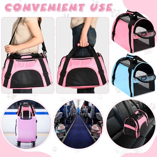 2 Pcs Pet Carrier, Soft Sided Pet Travel Carrier for Cats, Airline Approved Kitty Portable Dog Bags for Traveling Little Dogs, Rabbits, Puppy, Cat(S,Pink, Blue) - color: Pink, Blue