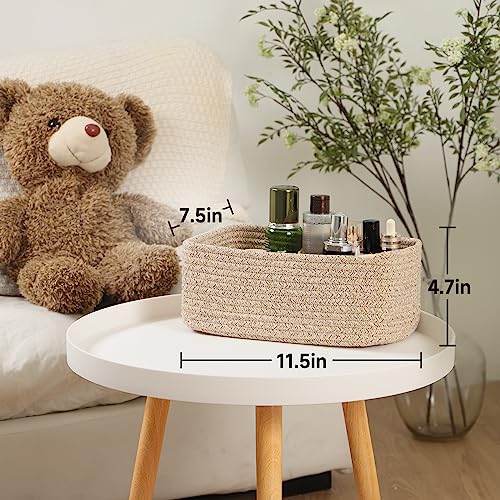 MiniArk Small Storage Baskets for Organizing | Closet Organizer Bins | Shelf Toy Basket | Woven Rope Baskets | Cube Decorative Box | Shallow Basket | 11.5x7.5x4.7” | 4 Packs Mixed Brown - color: Brown, size: 4pcs-L11.5xW7.5xH4.7"