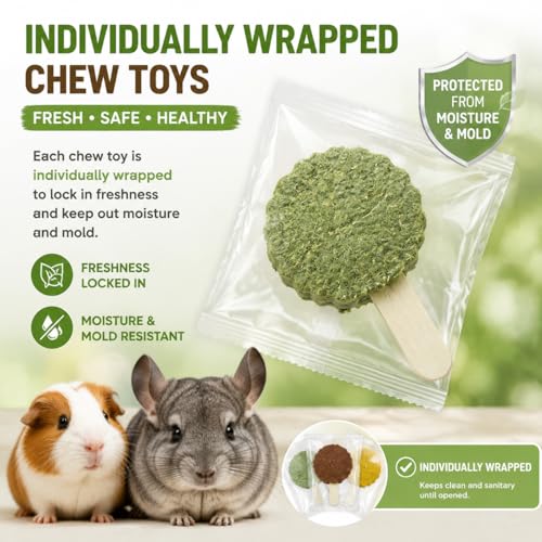 YKD Natural Timothy Hay Cookie Sticks Chew Toys for Teeth | Chew Toy Refill, Bunny Chew Treats for Rabbits, Guinea Pigs, Chinchillas (Multicolour - Mixed) - color: Multicolour - Mixed
