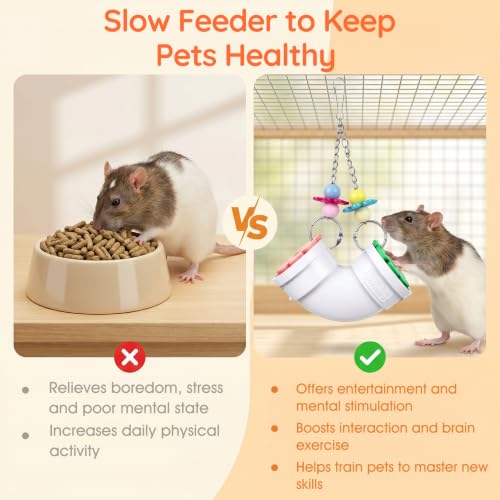 Rat Enrichment Foraging Toy Wide Opening for More Treats | Slow Feeder Hanging Fancy Cage Puzzle Toy for Rats Mice Birds Inspires Foraging Instincts to Relieve Boredom and Keep Healthy
