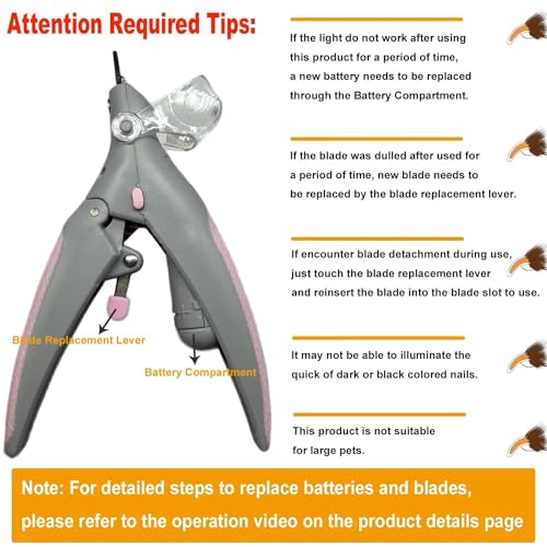 Illuminated Pet Nail Clipper, 5X Magnification Pet Nail Scissor Safe with LED Light, Pet Grooming Nail Care Tool Great for Dogs Cats