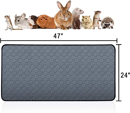 2 pcs Guinea Pig Cage Liners - Washable Guinea Pig Pee Pads, Waterproof Reusable & Anti Slip Guinea Pig Bedding Fast and Super Absorbent Pee Pad for Small Animals Rabbit Hamster Rat - size: 24" 47"（2 pack Polyester）