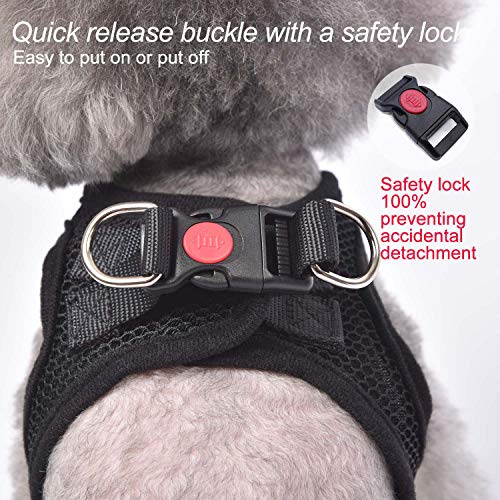 Dog Harness Step-in Breathable Puppy Cat Dog Vest Harnesses for Small Medium Dogs - color: Black, size: X-Small (Chest 10''-11.5'', Weight 5-8 lb)