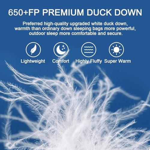 0 Degree Down Sleeping Bag for Adults,Cold Weather Backpacking | 650 Fill Power Down, 4-Season Use, Large Lightweight Compact Carry, Camping Hiking Backpacking - color: -8 Degree