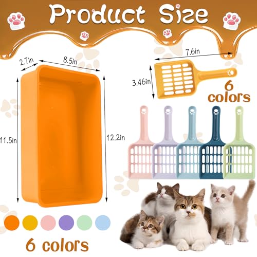6 Pcs Kitten Small Litter Box Set, Plastic Kitten Litter Pan with 6 Scooper Cat Litter Box Cat Litter Box Travel Toilet for Small Pet Kitty Bunny Guinea Pig - color: B-color